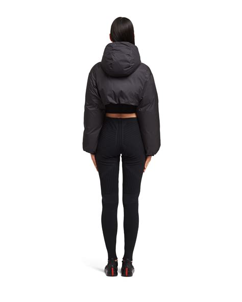 light polyester cropped puffer jacket prada|prada cropped cashmere down jacket.